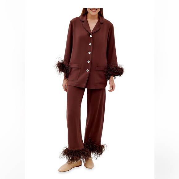 Sleeper Other - Sleeper Two-Piece Feather-Trim Party Pajama Set